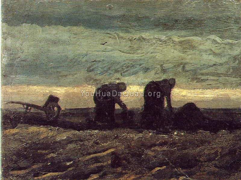 泥炭田里的两个妇女 - 文森特·威廉·梵高